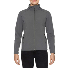 GILDAN Karcsúsított softshell cipzáros női dzseki, Gildan GILSS800, Charcoal-3XL