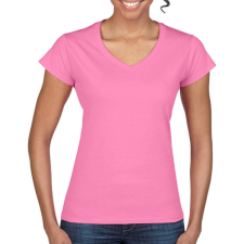 GILDAN Női póló Csapott ujjú Gildan Ladies Softstyle V-Neck T-Shirt - 2XL, Azálea (világos rózsaszín) női póló