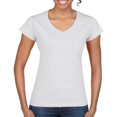 GILDAN Női póló Csapott ujjú Gildan Ladies Softstyle V-Neck T-Shirt - M, Fehér