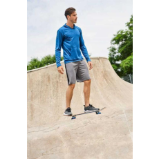 GILDAN Póló (Gildan Performance) kapucnis hosszú ujjú unisex, heather sport dark navy, S
