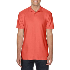 GILDAN Softstyle dupla piké galléros póló, Gildan GI64800, Bright Salmon-L férfi póló