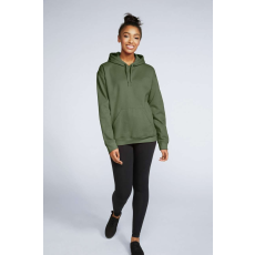 GILDAN Softstyle® puha, gyűrűs fonású pamut unisex kapucnis pulóver (military green, M)