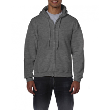GILDAN Uniszex kapucnis pulóver Gildan GI18600 Heavy Blend™ Adult Full Zip Hooded Sweatshirt -L, Dark Heather férfi pulóver, kardigán