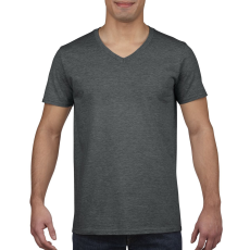 GILDAN V-nyakú rövid ujjú pamut póló, Gildan GI64V00, Dark Heather-XL