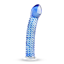 GILDO Glass No. 5 - spirális üveg dildó (áttetsző-kék) műpénisz, dildó