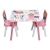 GINGER HOME Fa Gyerekasztal 2 Székkel – Tanuló- és Játszóasztal Rajzoláshoz és Étkezéshez – Fehér/Rózsaszín SUPER GIRL 60x60 cm
