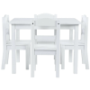 GINGER HOME Gyerek Asztal 4 Székkel – Fa Gyerek Bútor Szett Játékhoz és Tanuláshoz, Fehér, 66x56x48 cm