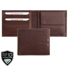 Giorgio Carelli közepes szabadon nyíló, felhajló válaszfalas barna bőr pénztárca RFID védelemmel 347880