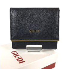 Giudi kétoldalas fekete, arany szegélyes kis pénztárca 7323CRF-03