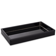  Glamour design szögletes fekete üveg tálca strasszos berakással 4x35x20cm konyhai eszköz