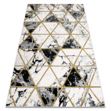 GLAMOUR EMERALD szőnyeg 1020 glamour, elegáns márvány, háromszögek fekete / arany 80x150 cm lakástextília