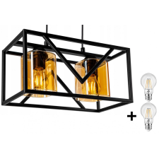 Glimex CAGE függőlámpa fekete / méz + ajándék LED izzók világítás