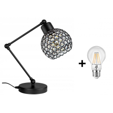Glimex Crystal Ball asztali lámpa fekete1x E27 + ajándék LED izzó világítás