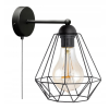 Glimex Diamond drót búrás fekete fali lámpa kapcsolóval 1x E27