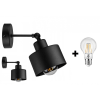 Glimex LAVOR állítható fekete fali lámpa 1x E27 + ajándék LED izzó