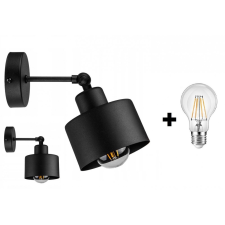 Glimex LAVOR állítható fekete fali lámpa 1x E27 + ajándék LED izzó világítás