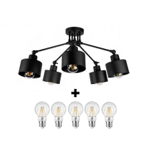 Glimex LAVOR állítható mennyezeti lámpa fekete 5x E27 + ajándék LED izzók világítás