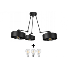 Glimex LAVOR MED rácsos állítható mennyezeti lámpa fekete 3x E27 + ajándék LED izzók világítás