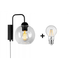 Glimex Orb fali lámpa kapcsolóval átlátszó 1x E27 + ajándék LED izzó világítás