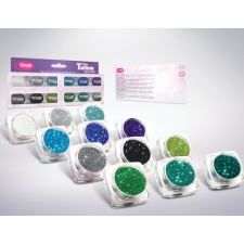 Glitter por készlet - hűvös színekből válogatva csillámtetoválás