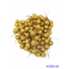  Glitteres drótos 1,5cm bogyó kb 80db/csomag - Arany dekorációs kellék