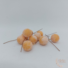  Glitteres drótos bogyó - 1,5 cm - hamvas barack dekorációs kellék