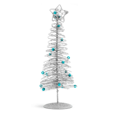 Glitteres, fém karácsonyfa, 28 cm - Ezüst karácsonyi dekoráció