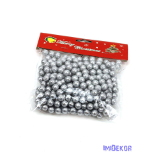  Glitteres golyó díszítő 1cm kb 300db/cs - Ezüst dekorációs kellék