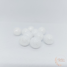  Glitteres golyó - fehér - 1,5 cm dekorációs kellék