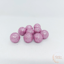  Glitteres golyó - mályva - 2 cm dekorációs kellék