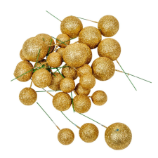  Glitteres golyó pick arany D2,5-3-4cm 30db-os csomag dekorációs kellék
