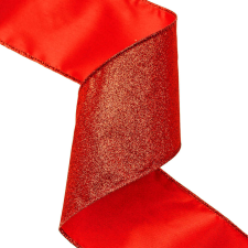  Glitteres karácsonyi szalag drótos szegéllyel 100mm x 5m - Piros szalag, masni
