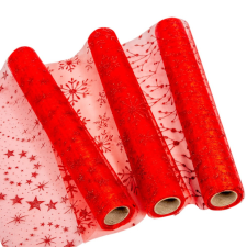  Glitteres organza dekor anyag piros 30x500cm dekorációs kellék