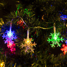 Glob Karácsonyi LED fényfüzér multicolor 20 Led hópehely -színes, hópihe , elemes- 2,25m - 56501D karácsonyfa izzósor
