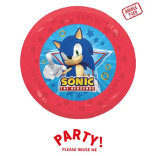Global Licence Srl 4db újrafelhasználható bulitányér 21cm SONIC party kellék