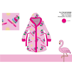 Global Licence Srl Flamingó mikroszálas kapucnis köntös gyerekeknek - világosrózsaszín - 122-128