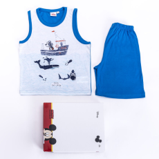 Global Licence Srl Mickey egér kisfiú pamut pizsama - ujjatlan pizsama - nyári együttes - középkék - 128