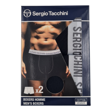 Global Licence Srl Sergio Tacchini férfi pamut boxeralsó - 2 db/csomag - fekete szürke felirattal - XXL
