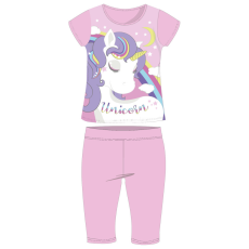 Global Licence Srl Unikornis rövid ujjú nyári pamut pizsama - gyerek jersey pizsama - világosrózsaszín - 128