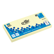 GLOBAL NOTES AMC AG Info Notes önt.jegyzettömb, 50x40mm, 100lap, 3db/csomag, sárga jegyzettömb