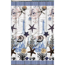 Global Viva Textil zuhanyfüggöny 180x200 cm, ocean mintázattal, mosható és vasalható lakástextília