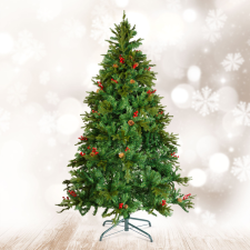 Globiz International Kft. Műfenyő - 210 cm - PE / PVC - piros bogyóval (56481D) műfenyő