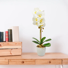 Globiz International Kft. Műnövény dekoráció - orchidea - fehér - 48 cm dekoráció