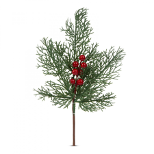 Globiz Karácsonyi dekoráció - fenyőág piros bogyóval - 35 cm műfenyő