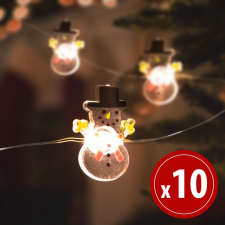 Globiz Karácsonyi LED fényfüzér hóember 1,2m 2xAA karácsonyfa izzósor