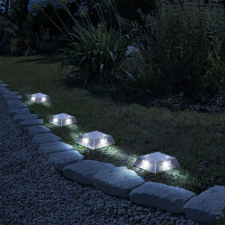 Globiz LED-es leszúrható / fali szolár lámpa - négyzet alakú, fém - hidegfehér - 10 x 10 x 2,5 (+11) cm kültéri világítás