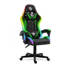 Globiz RGB LED-es gamer szék - karfával, párnával - fekete / zöld forgószék