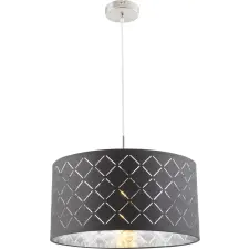 GLOBO 15228H Kidal Függesztékes lámpa ,60W , E27 , nikkel matt, textil, műanyag ezüst világítás