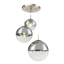 GLOBO 15851-3 VARUS Függeszték , 40W , 3x E27 , nikkel matt , króm , üveg világítás