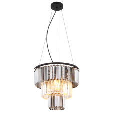 GLOBO Naxis fekete-füstszürke kristály függesztett lámpa (GLO-15695H) E27 3 izzós IP20 világítás